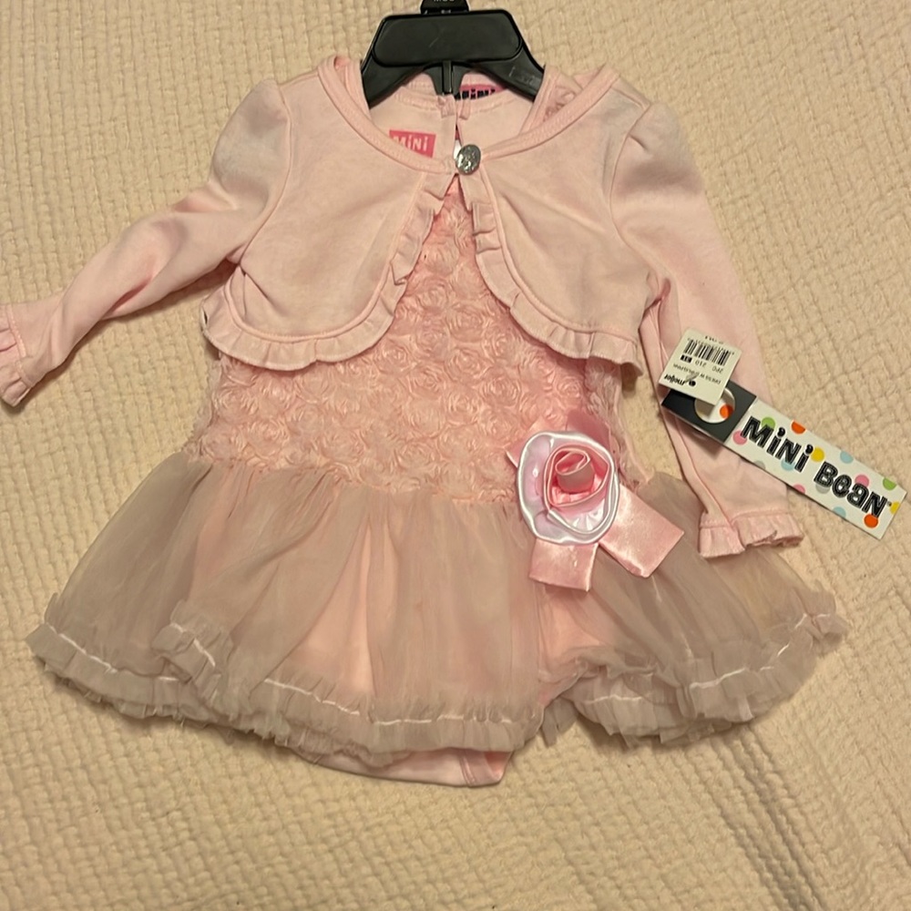 Pink baby dress with cardigan